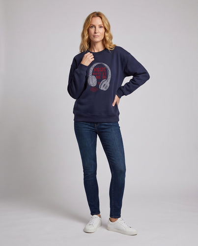 Damen Gemütlicher Sweatshirt mit Kopfhörer Design Echoarchiv