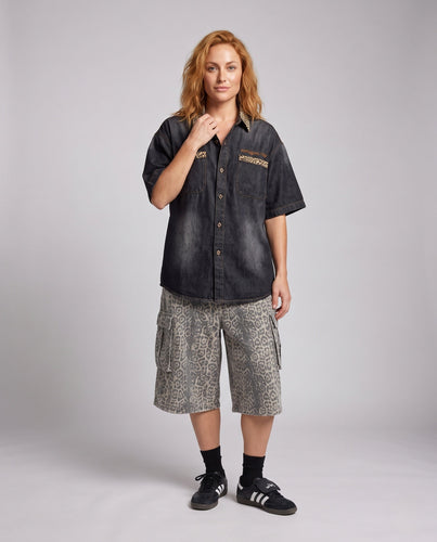 Damenmode Kurzarm Denim Shirts Echoarchiv