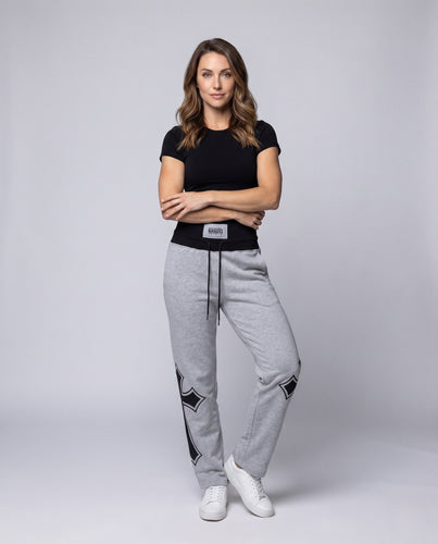 Damen Sport-Jogginghosen mit hohem Bund und grafischen Details Echoarchiv