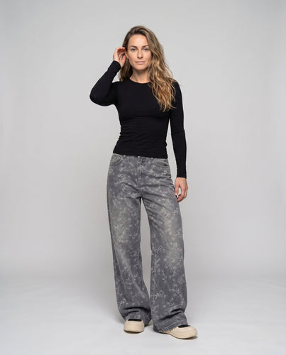 Damen Weitgeschnittene Jeans mit Floral Design Echoarchiv