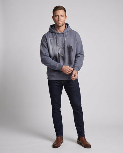 Herren stilvoller Kapuzenpullover mit kreativem Druck Echoarchiv