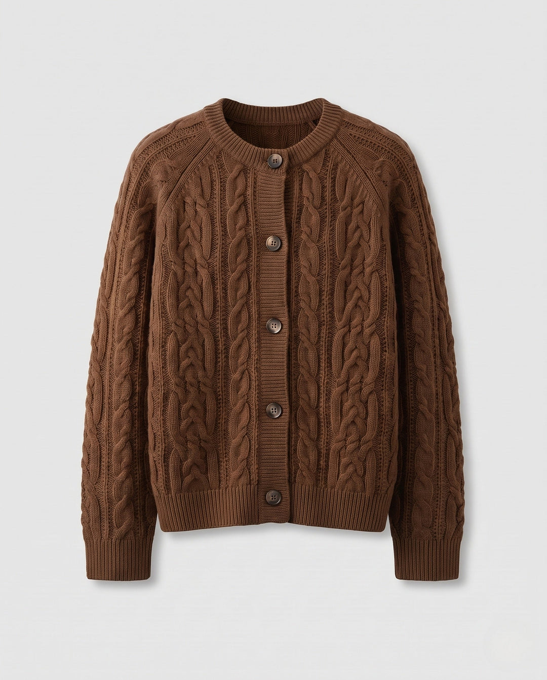 Damen Boxy-Zopfstrick-Cardigan mit Raglanärmeln und angoraähnlicher Haptik Echoarchiv