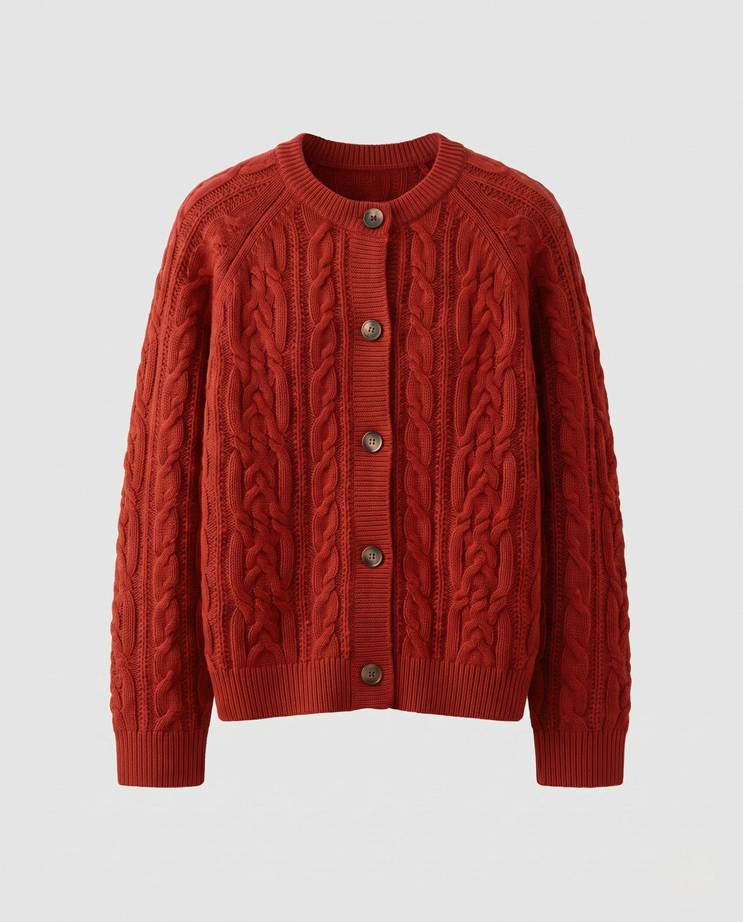 Damen Boxy-Zopfstrick-Cardigan mit Raglanärmeln und angoraähnlicher Haptik Echoarchiv