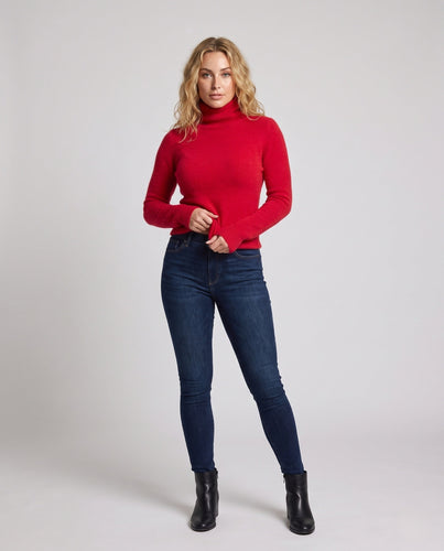 Damen Enganliegender Rollkragenpullover aus Angora-Mix mit flauschiger Oberfläche Echoarchiv
