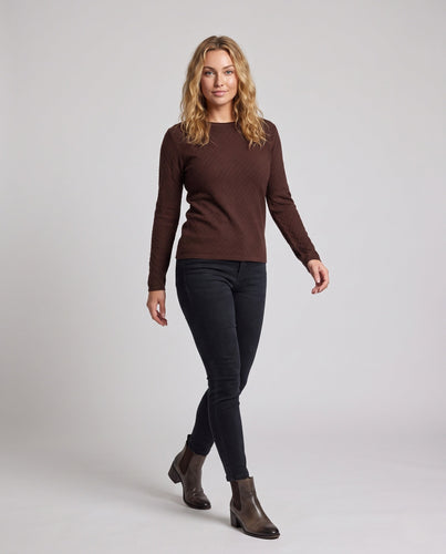 Damen Feiner Ajour‑Strickpullover mit Rundhalsausschnitt und leichter kastiger Silhouette Echoarchiv
