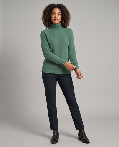 Damen Feiner Kaschmir‑Look Rollkragenpullover mit kastiger Kurzform und Raglanärmeln Echoarchiv