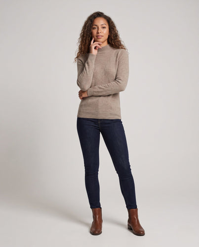 Damen Feiner Kaschmir‑Mix Stehkragenpullover in leichter Feinstrick‑Qualität Echoarchiv