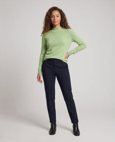 Damen Feiner Mockneck-Pullover mit Ajour-Yoke und kaschmirähnlicher Mohair-Optik Echoarchiv