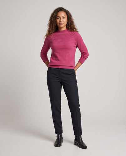 Damen Feiner Pullover aus australischer Wolle mit Ajour-Joch und legerer Passform Echoarchiv
