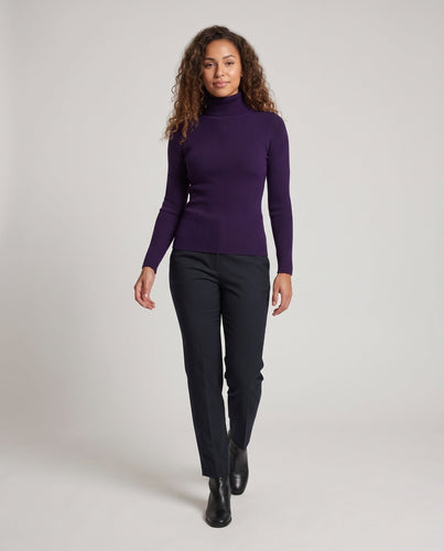 Damen Feiner Rippstrick Rollkragenpullover aus Stretch-MischgewEchoarchive Echoarchiv