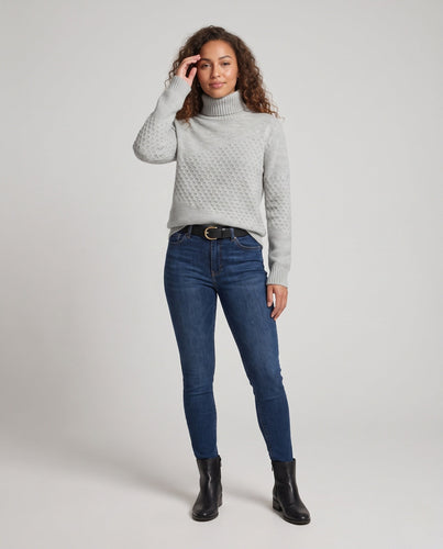 Damen Feiner Rollkragenpullover im Mohair‑Look mit Wabenstruktur Echoarchiv