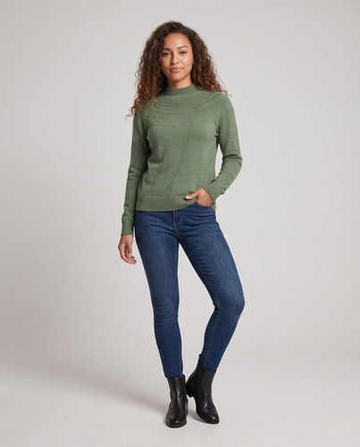 Damen Feiner Stehkragenpullover mit strukturierter Yoke‑Passe und Kaschmir‑Look Echoarchiv