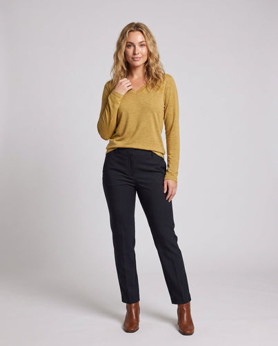Damen Feiner V-Ausschnitt-Feinstrickpullover mit fließender Silhouette Echoarchiv