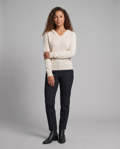 Damen Feiner Wollmix-Pullover mit sanftem V-Ausschnitt und kaschmirähnlicher Weichheit Echoarchiv