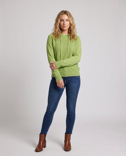 Damen Feinstrick-Kapuzenpullover mit strukturierter Piqué-Optik und lässiger Passform Echoarchiv