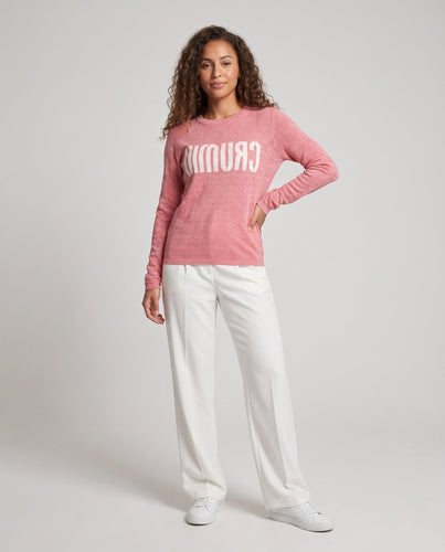 Damen Feinstrick-Pullover mit Rundhalsausschnitt, Jacquardstruktur und Logo-Front Echoarchiv