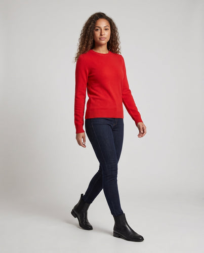 Damen Feinstrick-Rundhalspullover aus weichem Wollmix mit minimalistischer Silhouette Echoarchiv