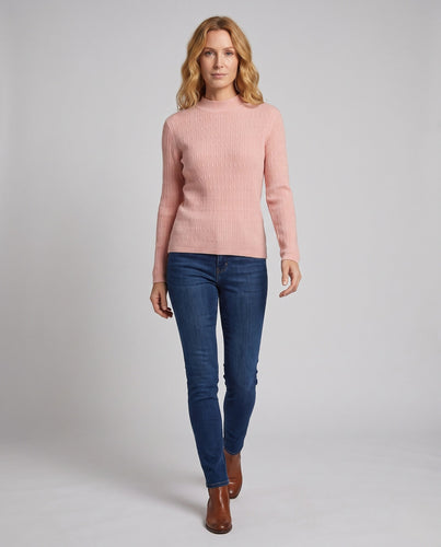 Damen Feinstrickpullover mit schmalem Mockneck, feiner Rippenstruktur und leicht taillierter Silhouette Echoarchiv