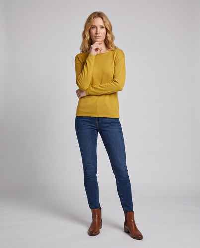 Damen feiner Strickpullover mit Bootsausschnitt und lockerer Passform Echoarchiv