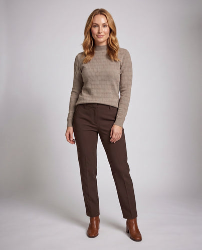 Damen Feinstrickpullover mit zartem Ajourmuster und leichtem Stehkragen Echoarchiv