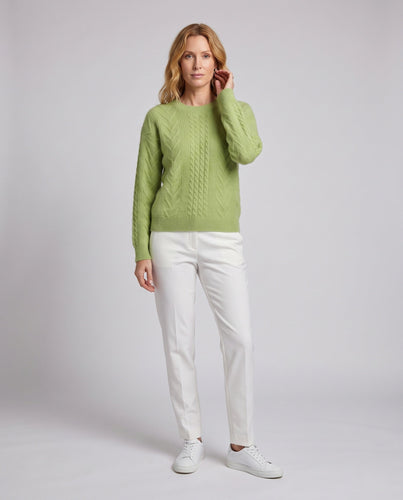 Damen figurbetonender feiner Strickpullover mit Kabelstruktur und Mohair-Look Echoarchiv