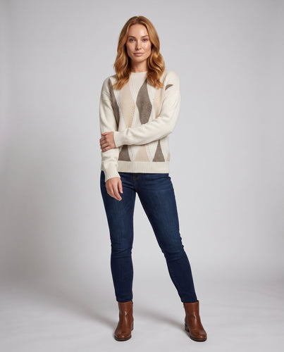 Damen Flauschiger Intarsia‑Strickpullover mit wellenförmiger Strukturoptik und lässiger Oversize‑Passform Echoarchiv