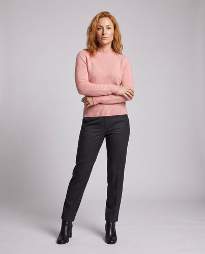 Damen Flauschiger Mockneck-Feinstrickpullover mit kaschmirähnlicher Haptik und gerippten Bündchen Echoarchiv