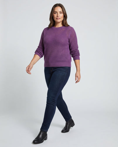 Damen Flauschiger Mohair‑Look Pullover mit Honigwaben‑Ajour und legerer Oversize‑Passform Echoarchiv