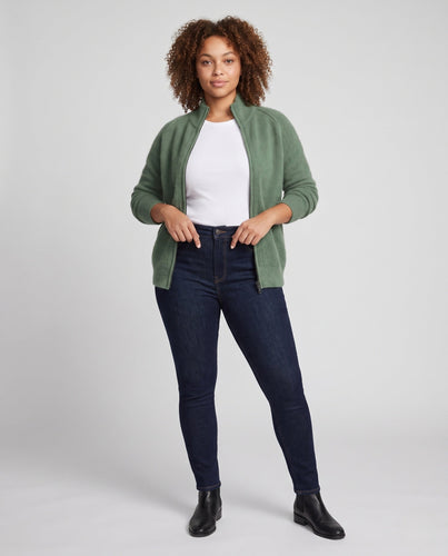 Damen Flauschiger Zip‑Up‑Mockneck‑Cardigan mit kaschmirähnlicher Haptik Echoarchiv