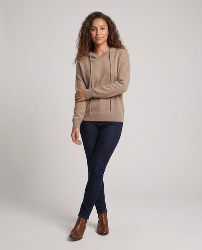 Damen Kapuzenpullover aus feinem Kaschmir‑Look mit lockerer Feinstrick‑Silhouette Echoarchiv