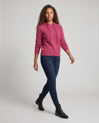 Damen Kapuzenpullover aus feinem Kaschmir‑Mix mit strukturierter Rauten‑Optik und gerippten Bündchen Echoarchiv
