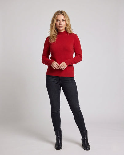 Damen Kaschmir‑Look Mockneckpullover mit extrafeinem Flor und schmaler Silhouette Echoarchiv