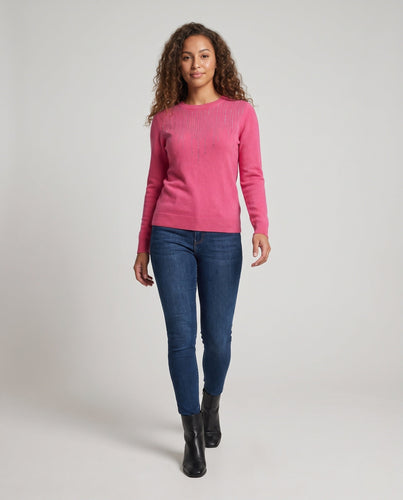 Damen Kaschmir‑Optik Feinstrickpullover mit Strass‑Schmetterlingsmotiven und Rundhals Echoarchiv