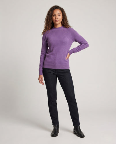 Damen Kaschmir-Optik Feinstrickpullover mit strukturierter Passe und Rundhalsausschnitt Echoarchiv