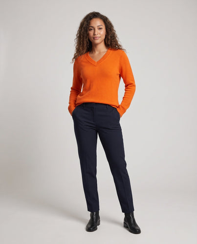 Damen Kaschmir‑Optik Feinstrickpullover mit V‑Ausschnitt und leichtem Mohair‑Finish Echoarchiv