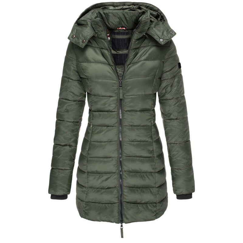 Echoarchiv | Gefütterte Winter-Daunenjacke für Frauen mit Kapuze