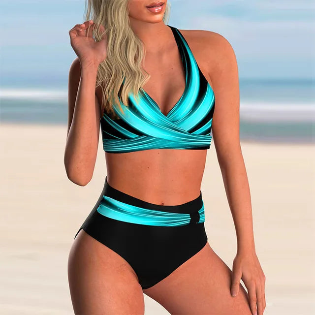 Echoarchiv | Push-Up Halter-Bikini-Set mit Hoher Taille für Damen