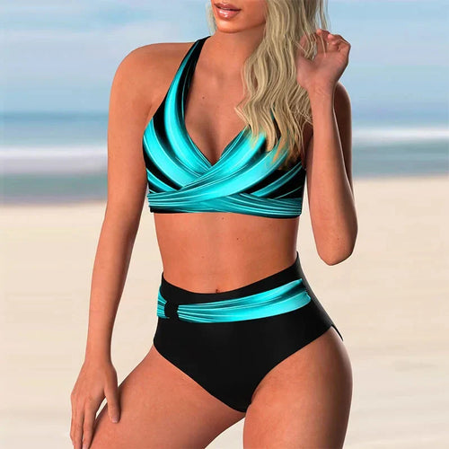 Echoarchiv | Push-Up Halter-Bikini-Set mit Hoher Taille für Damen