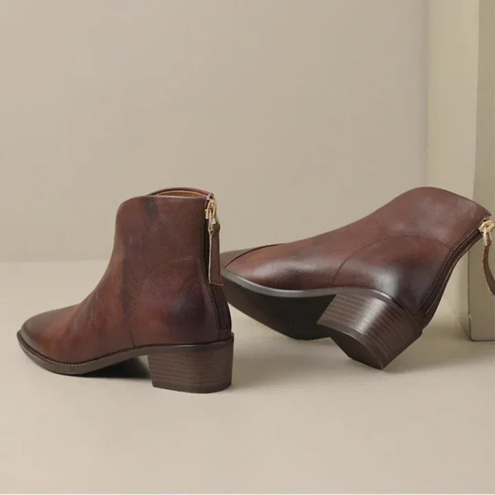 Echoarchiv | Damenstiefelette Aus Leder mit Blockabsatz