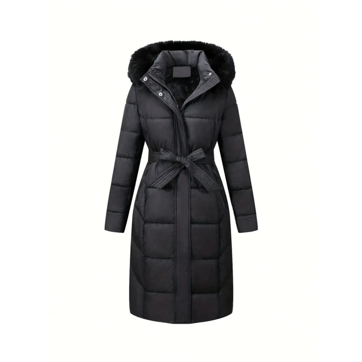 Echoarchiv | Winterjacke - Stilvolle Schwarze Damenjacke mit Einer Kunstfellkapuze