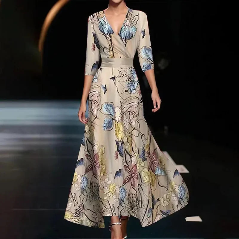 Elegantes Maxikleid mit Blumenmuster – Valéora