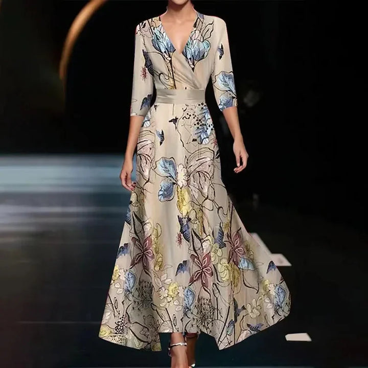 Elegantes Maxikleid mit Blumenmuster – Valéora