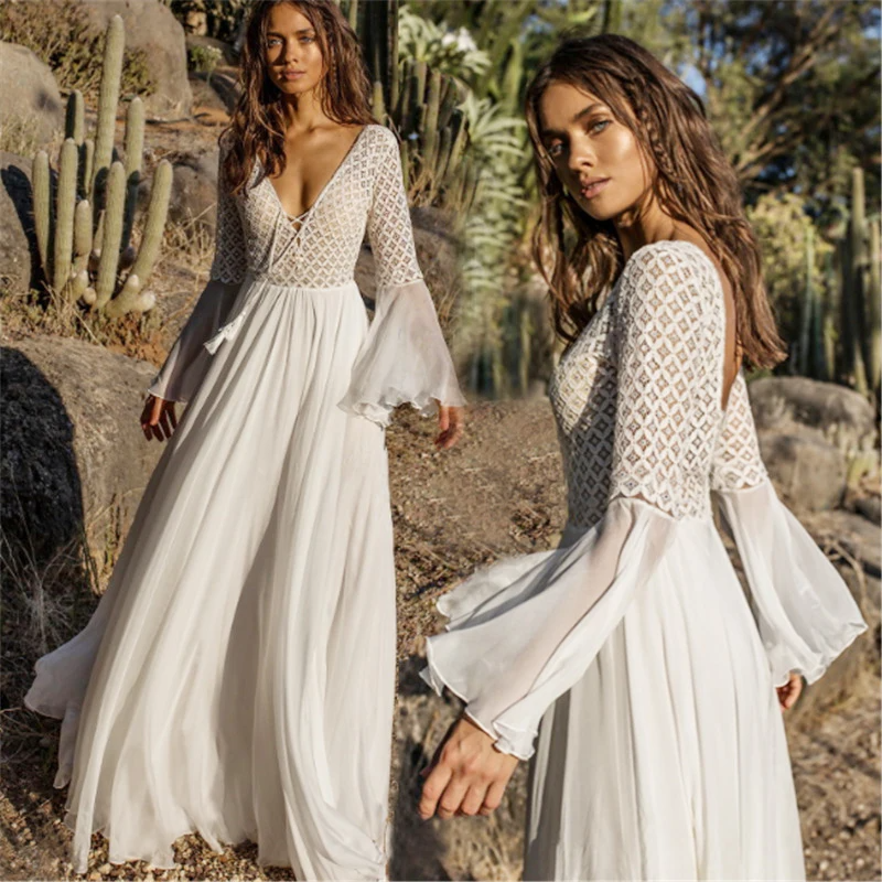 Leichtes Weißes Boho-Kleid mit Fließendem Schnitt für Sommer & Festivals | Echoarchiv