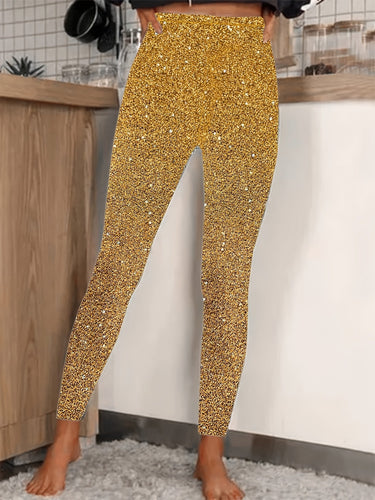 Echoarchiv | Hochtaillierte Pailletten Leggings Glänzend & Komfortabel