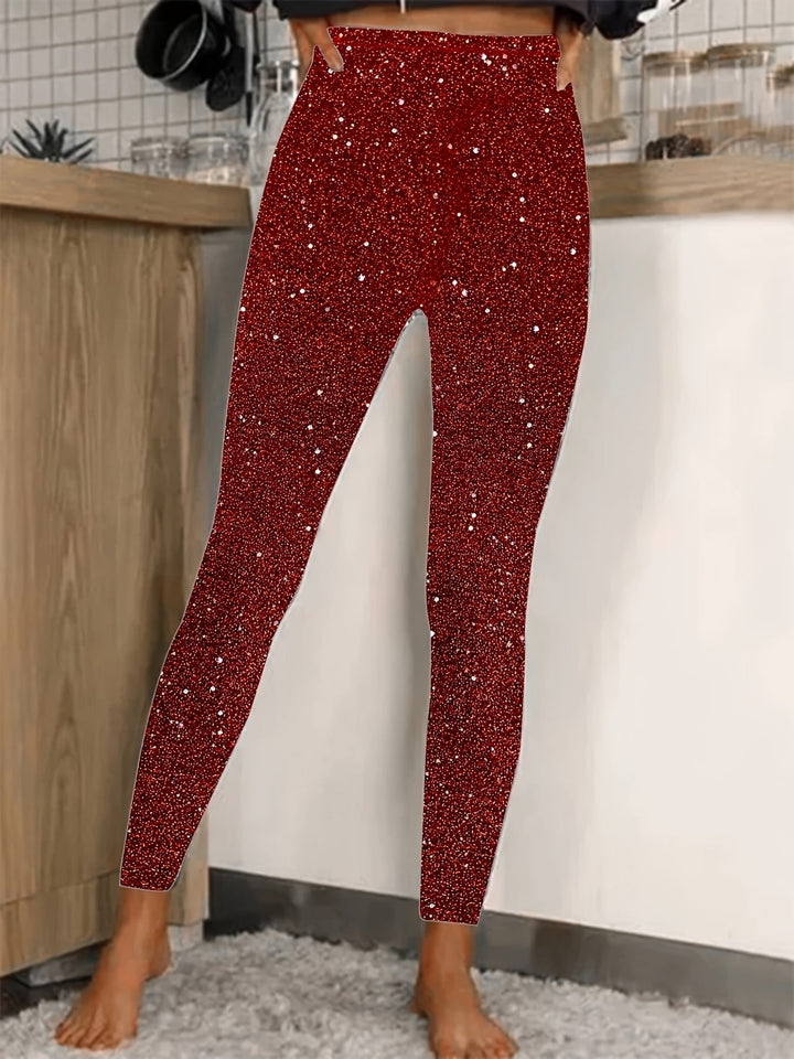 Echoarchiv | Hochtaillierte Pailletten Leggings Glänzend & Komfortabel