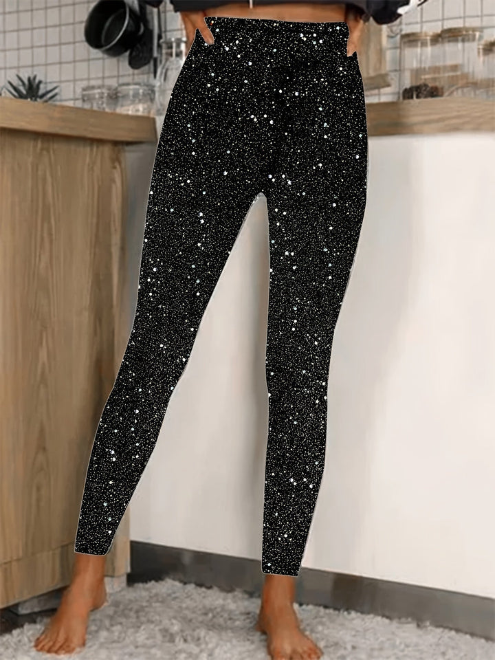 Echoarchiv | Hochtaillierte Pailletten Leggings Glänzend & Komfortabel