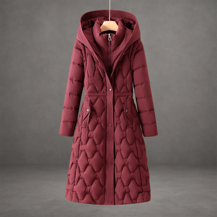 Echoarchiv | Kapuzen Maxi Puffer Mantel Steppmantel mit Knopfleiste