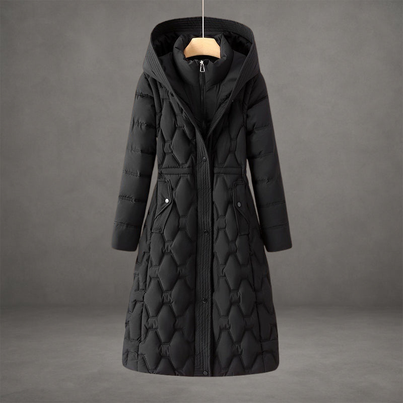 Echoarchiv | Kapuzen Maxi Puffer Mantel Steppmantel mit Knopfleiste