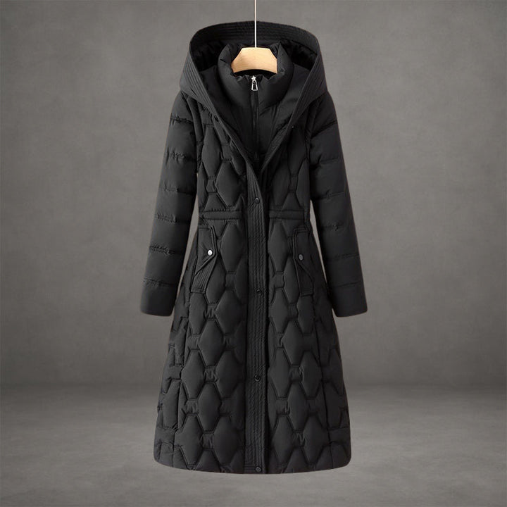 Echoarchiv | Kapuzen Maxi Puffer Mantel Steppmantel mit Knopfleiste