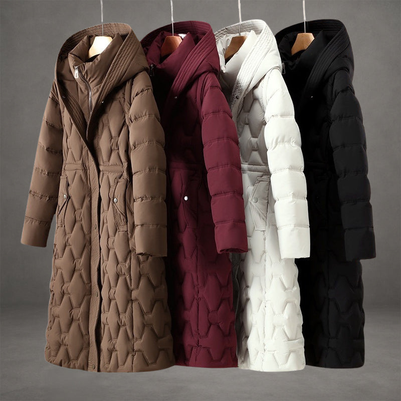 Echoarchiv | Kapuzen Maxi Puffer Mantel Steppmantel mit Knopfleiste